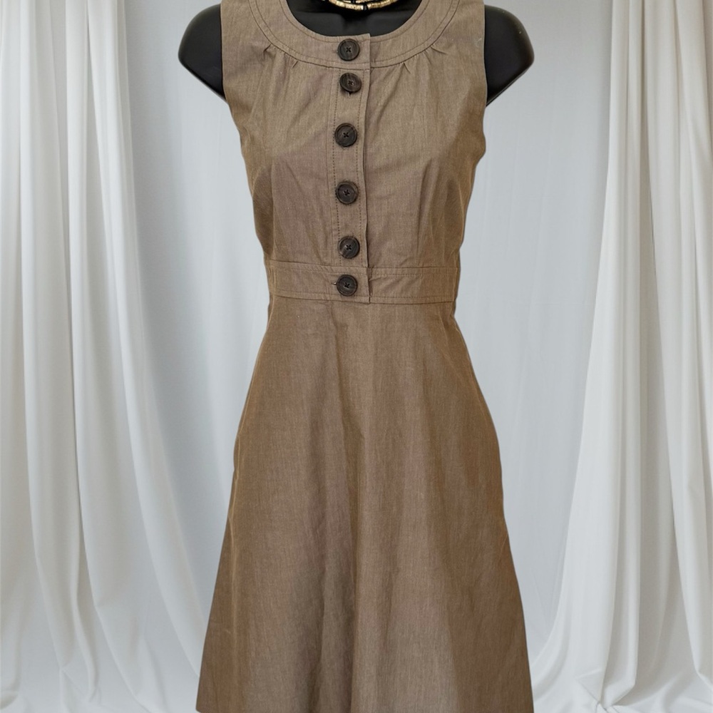 J. Crew Tan Sleeveless A-Line Midi Dress